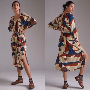 NWT The Odell's Anthropologie Geo Midi Dress Desert Print Sz XS